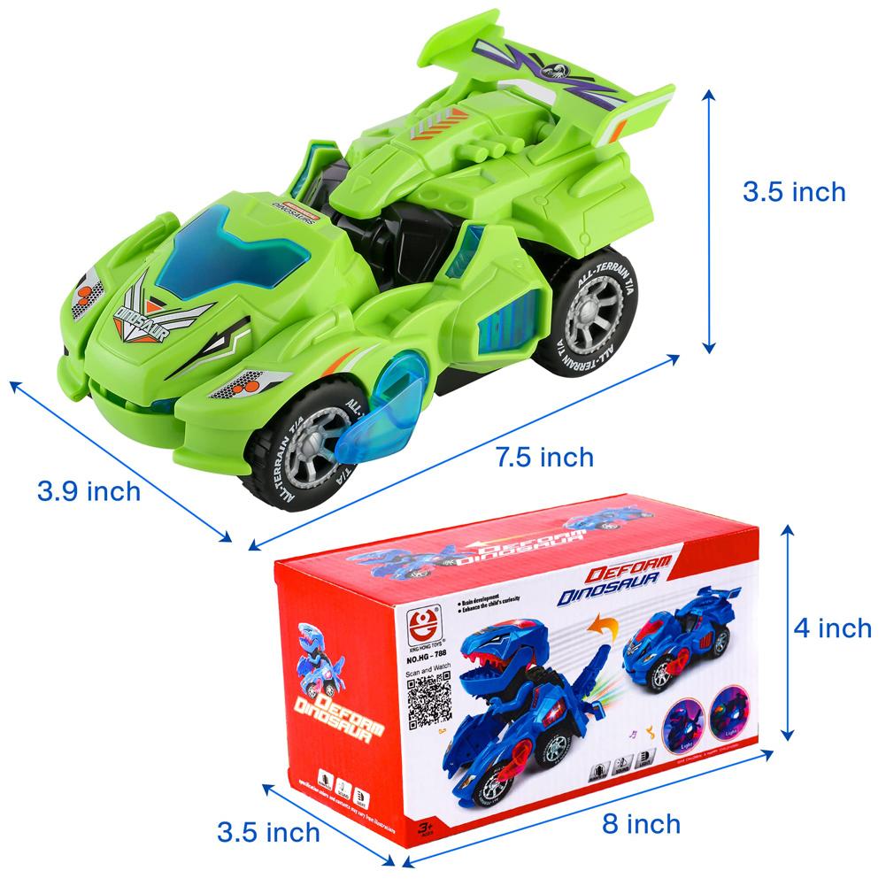 2 In 1 Deformation Car Toys Automatic Transform Robot Model Dinosaur With Light Music Early Educational Dino Toy For Boy Gift