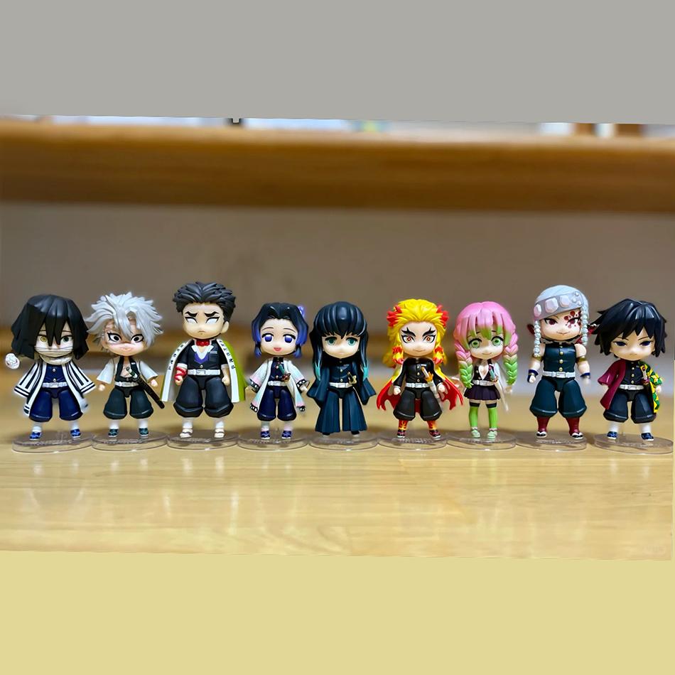 6 Stück/Set Dämonentöter Q-Version Stehende Figur Spielzeug Anime Kimetsu no Yaiba Tanjiro Nidouzi Inosuke Zenizu PVC Figurenmodell Spielzeug