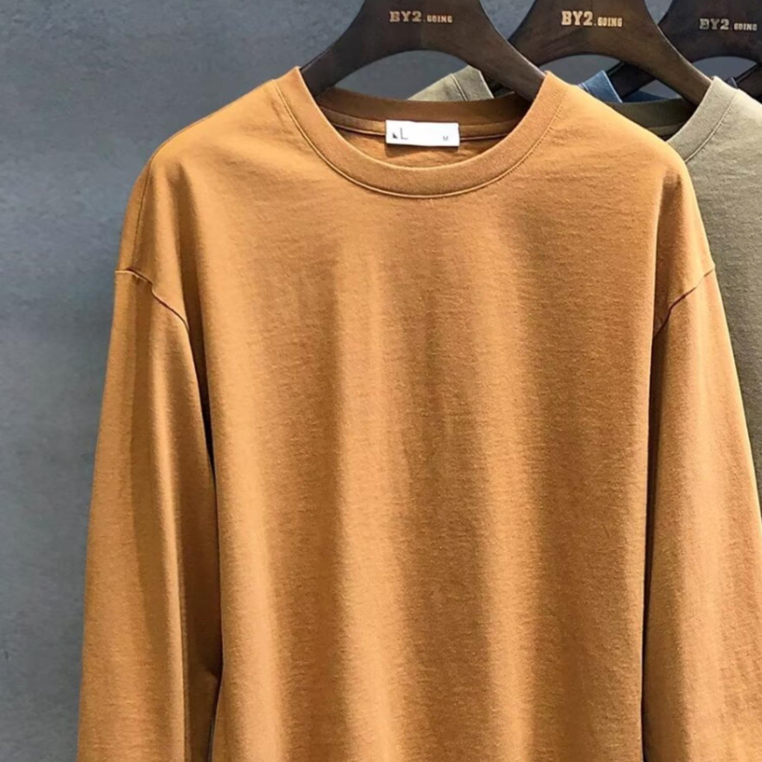 Men s Korean Style Long Sleeve Slim Fit Hoodie with Ribbed Cuffs and Versatile Base Layer T-shirt 2XL