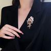 Elegant Floral Brooch with Rhinestone Accents and Oval Gemstone Embellishments Classic Bouquet Design with Ribbon Detail for Women Accessories