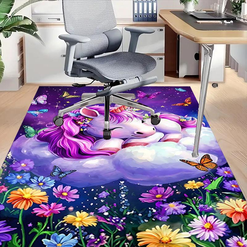 1PC Unicorn Flowers Extra Large Non-Slip Floor Carpet, Office, Family, Bedroom, Studio - Large Area RugJ0405