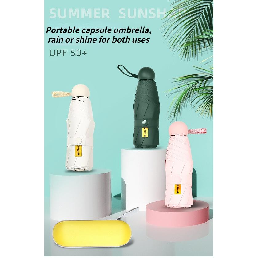8-Ribs Mini Sun Umbrella Portable Pocket Capsule Umbrella Sun Protection UV Folding Umbrella Parasol with