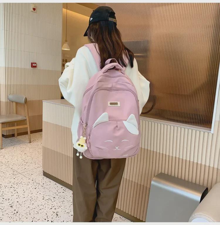 Large Capacity Nylon Backpack for Women and Men - Japanese/Korean High School & College Style, Travel & Laptop-Friendly