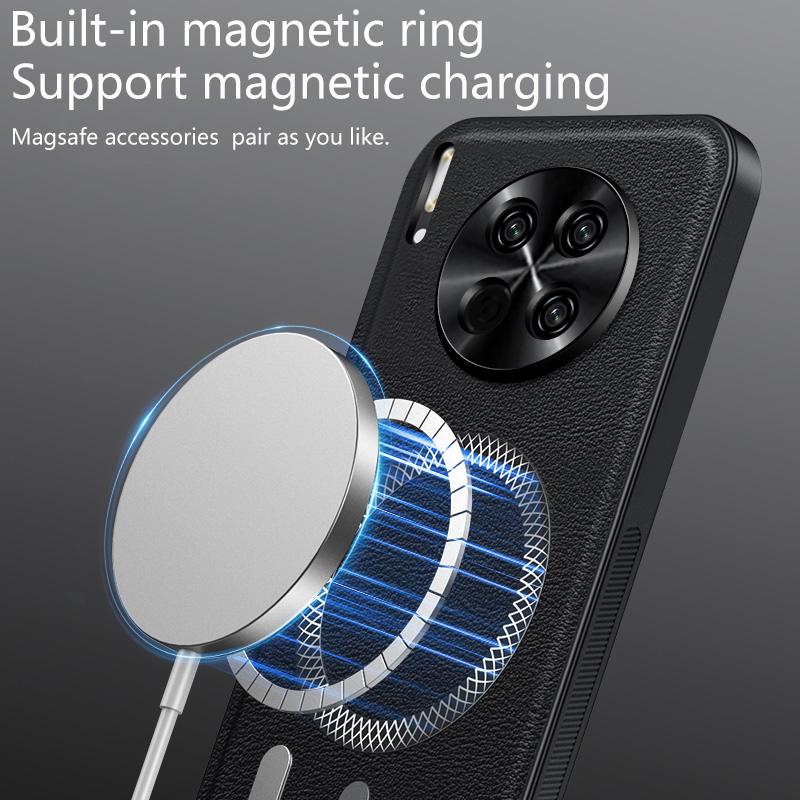For Huawei Mate 30 Case Magnetic Elegant Leather Wear-Resistant Lens Fully Covered Non-Slip Grip Edge Cover Shell