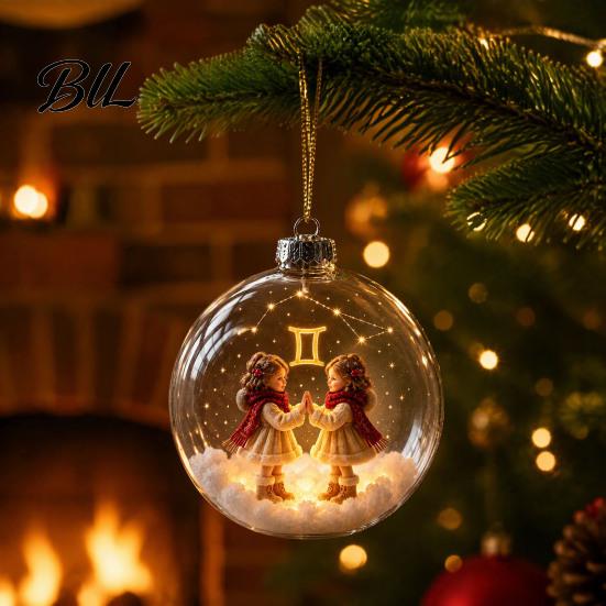Festive Home Holiday Accents Zodiac Christmas Ornament, Twelve Sign Hanging Decoration, 2D Acrylic Decorative Ornaments for Holidays Horoscope Pendant