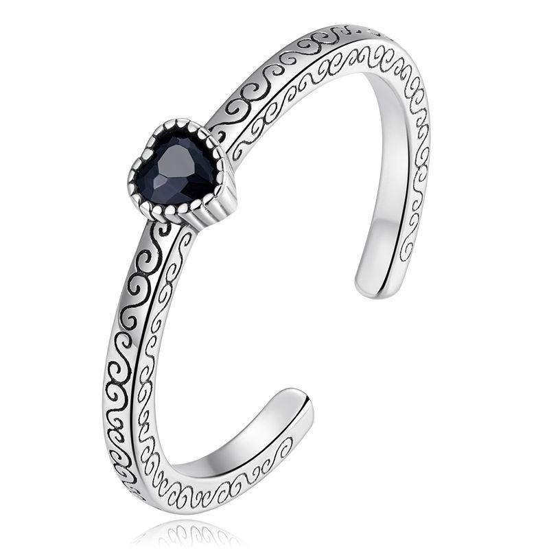 WOSTU Adjustable Rings Real 925 Silver Stackable Engagement Zircon Open Size Rings For Women Female Original Jewelry