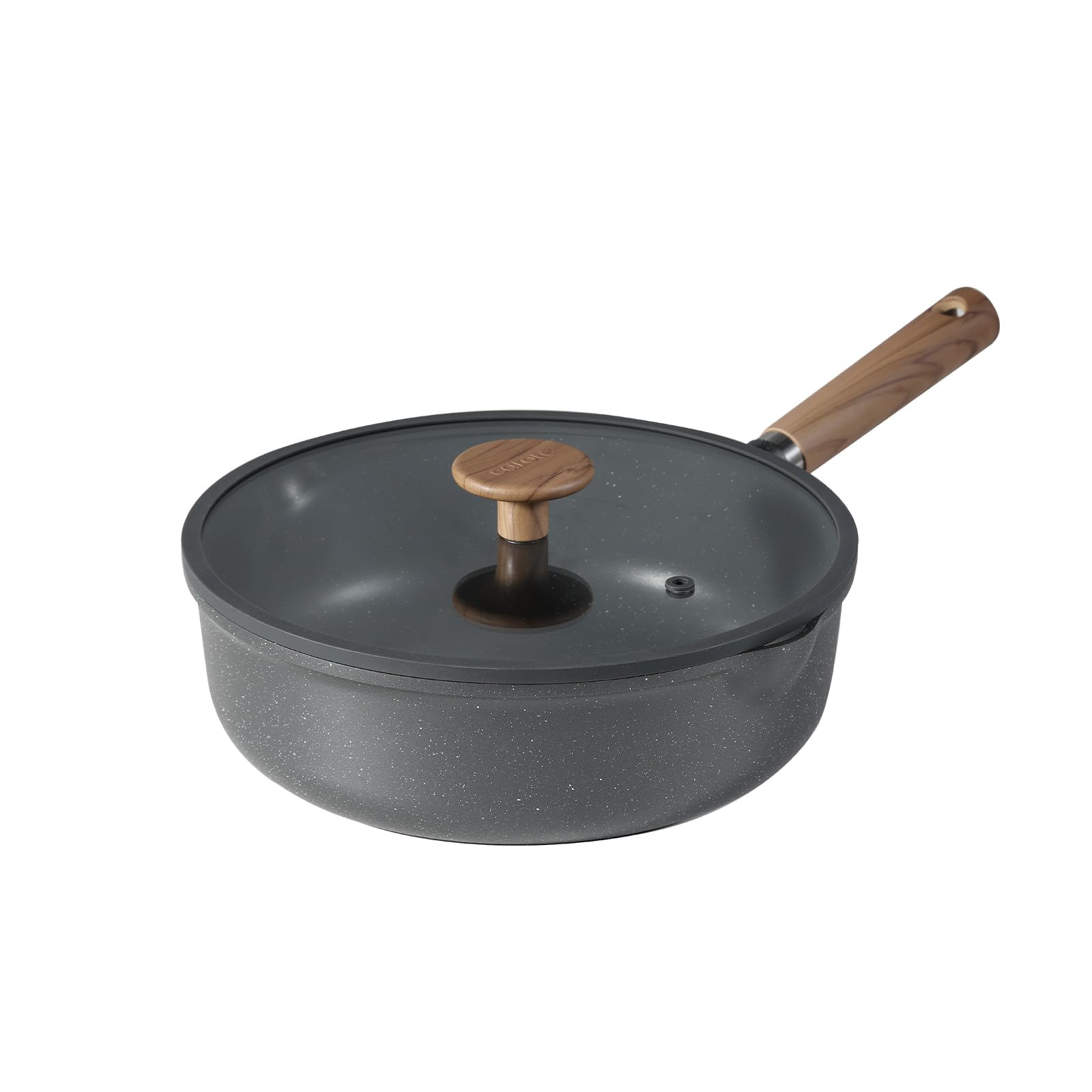 

CAROTE Сковорода серии CosyBlack с индукционным газом, не содержит ПФОК и другие вредные вещества, мраморная, легкая в использовании, идеально подходит для жарки и всех видов нагрева, черная крышка, глубокая,