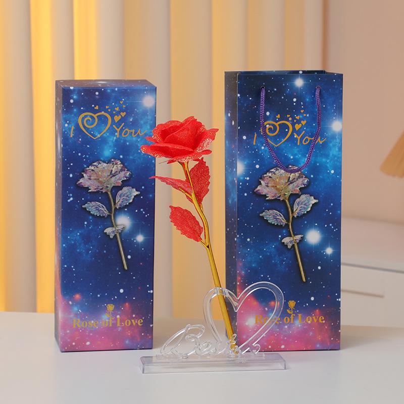 Φωτεινή Ανθοδέσμη με Τριαντάφυλλα από Φύλλο Χρυσού 24Κ: Διατηρημένα Τεχνητά Λουλούδια για την Ημέρα του Αγίου Βαλεντίνου, την Ημέρα της Μητέρας και τα Γενέθλια