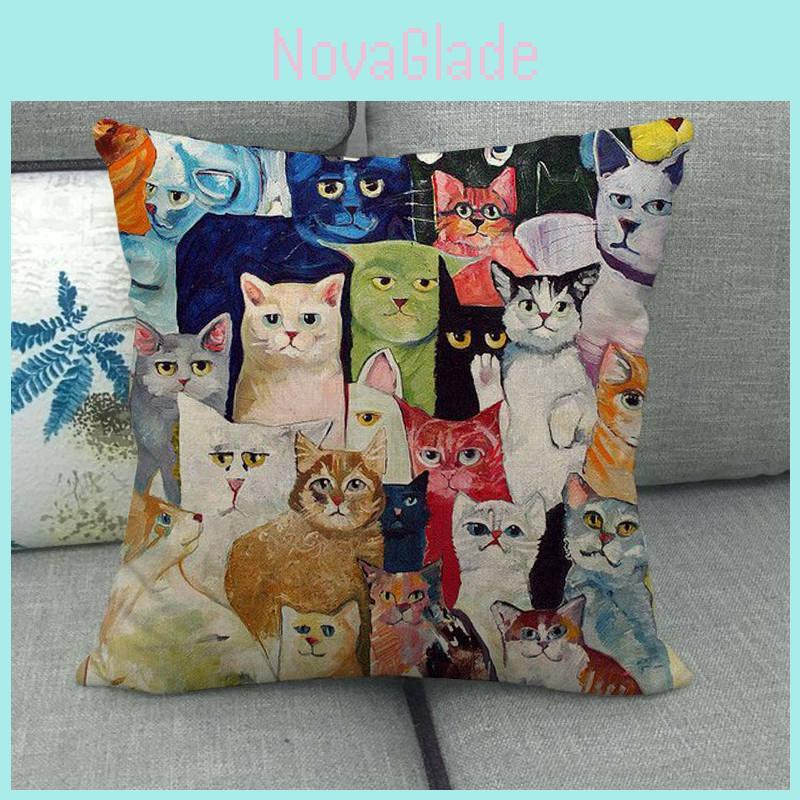 Rustic Cat Plush Pillow Cover With Silk Material For Living Room Decor And Home Comforts