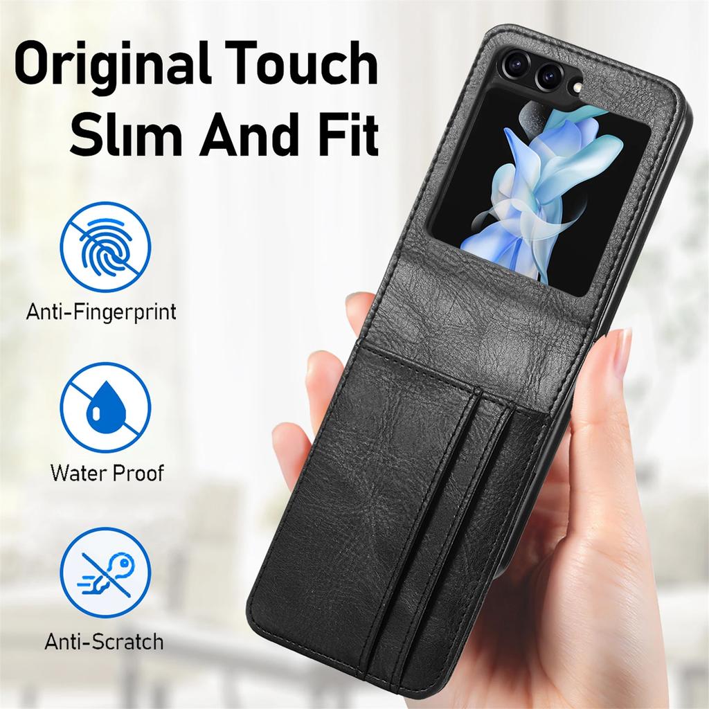 For Samsung Z Flip 7 5 6 4 3 2 1 Flip3 Leather Bag Case for Samsung Galaxy Z Flip7 FE Flip6 5G Flip6 Flip 6 5 Card Holder Covers