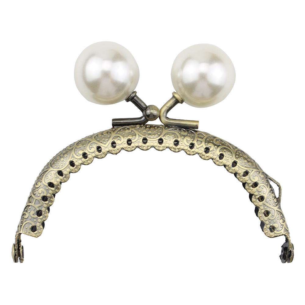 

Metal Clutch Kiss Clasp Lock Lightweight with Pearl Coin Bag Kiss Clasp Lock DIY Craft Frame Coin Purse Lock Handbag Accessories