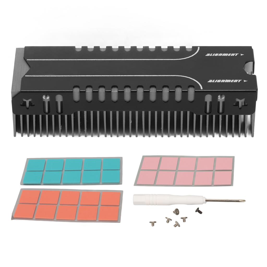 M.2 2280 SSD Heatsink, Heat Sink with Thermal Pad Mg Aluminium Alloy Cooler for PC PCIE NVME M2 SSDM.2 38 Cooling Fins Multi Channel Base Powerful