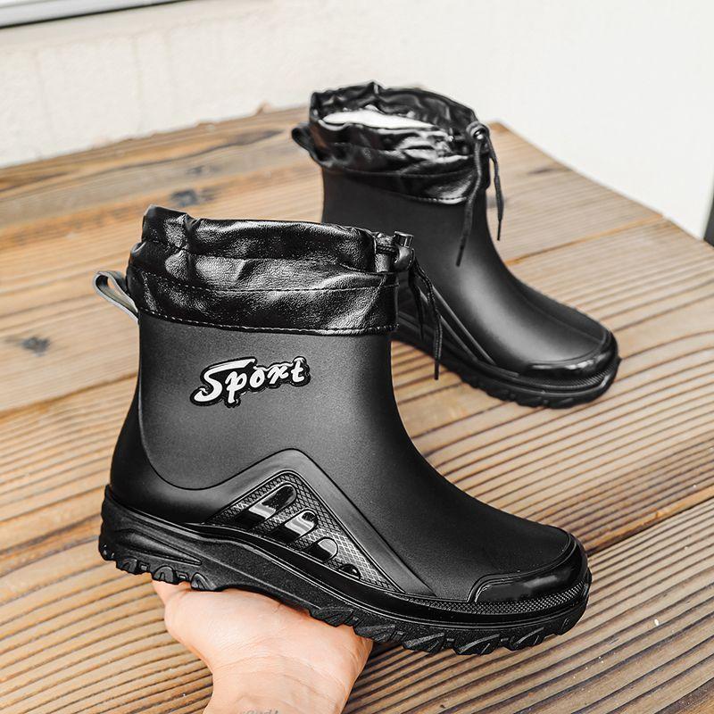 New rain shoes men's fashion non-slip mid-tube rain boots new takeaway rider waterproof outdoor construction site water shoes