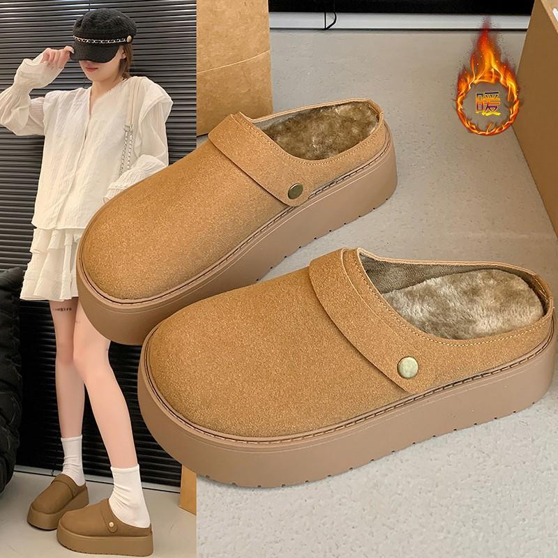 

Новая мода женская обувь сумка голова замшевые тапочки женские теплые бархатные хлопковые шлепанцы женские на толстой подошве с увеличением высоты женская обувь 40