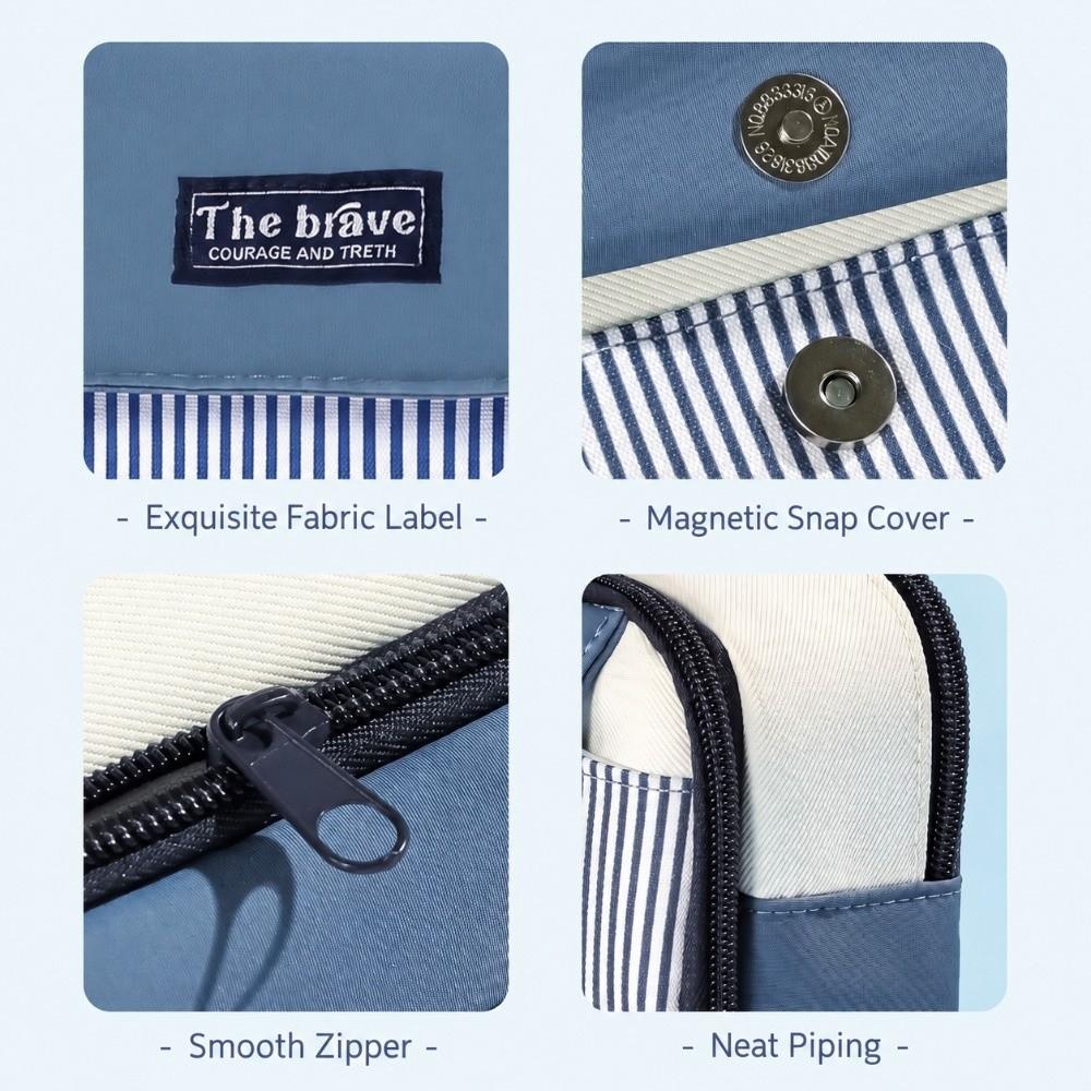 1Pc Color-Blocking Pencil Case Striped Print Stationery Pouch Durable Stationery Storage Bag Boys