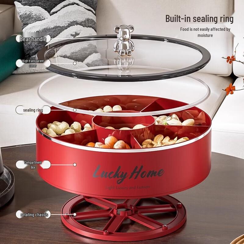 Exquisita Bandeja de Aperitivos de Doble Capa Giratoria 360°