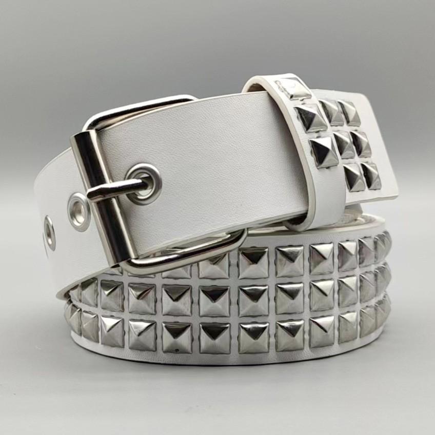 New Square Bead Rivet Belt for Women, Heavy Metal Belt for Men and Women, Y2K European and American Punk Rock Jeans Belt