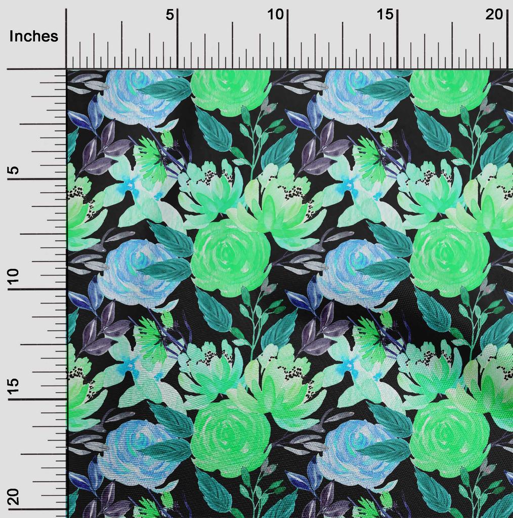 oneOone Cotton Flex Lime Green Fabric Florals Sewing Fabric By The Yard Printed Diy Clothing Sewing Supplies 40 Inch