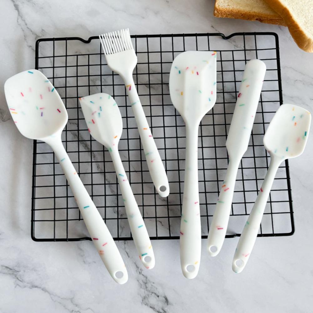 6pcs Silicone Spatula Set Food Grade Heat Resistant Non Stick Baking Cooking Mixing Scraper Kitchen Utensils Pastry Spatulas