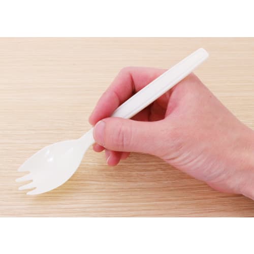 Yamato Bussan "Commercial Use" Business Prosperity Bag of 16cm Sporks, Pack of 100, Ivory