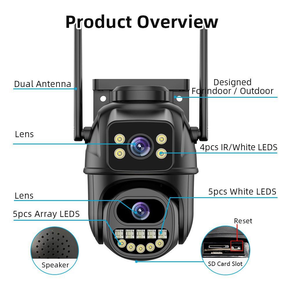 iCSee Dual-Lens Wireless WiFi Camera with HD Color Night Vision & Mobile Remote Outdoor Monitoring