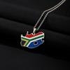 South Africa Map Necklace - Cross-border Stainless Steel, Ethnic Style, Drip Oil Titanium Steel, Popular Couple Design
