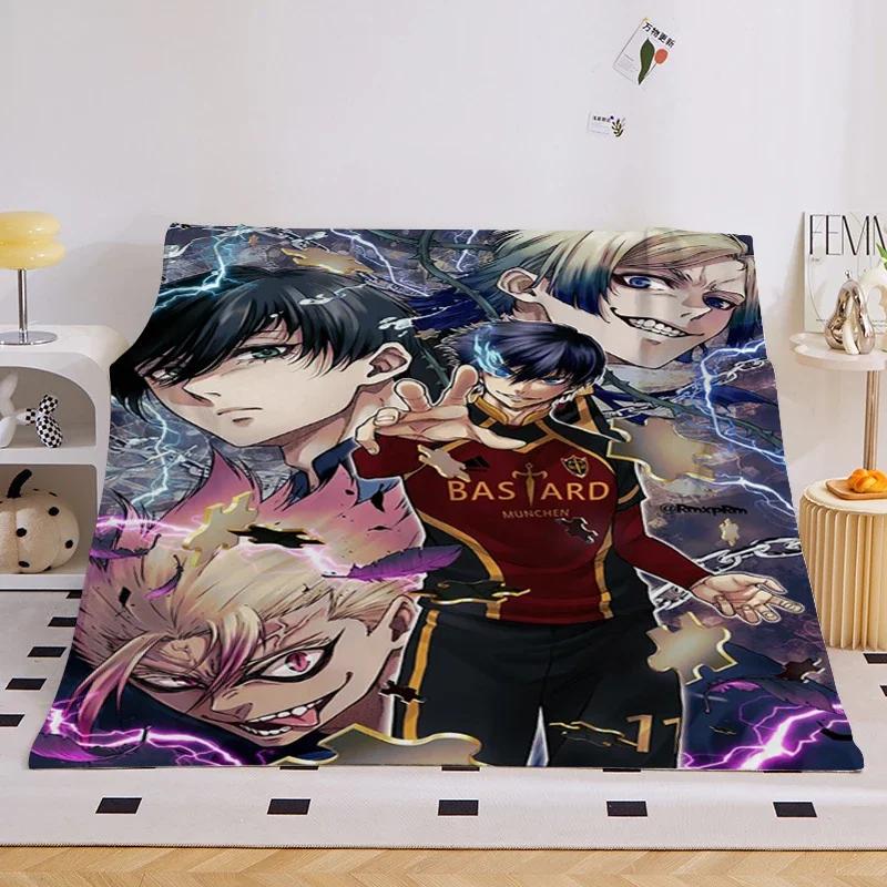 Anime Flannel Blanket Sofa B-Blue Lock Microfiber Bedding King Size Warm Winter Bed Fleece Camping Nap Fluffy Soft Blankets