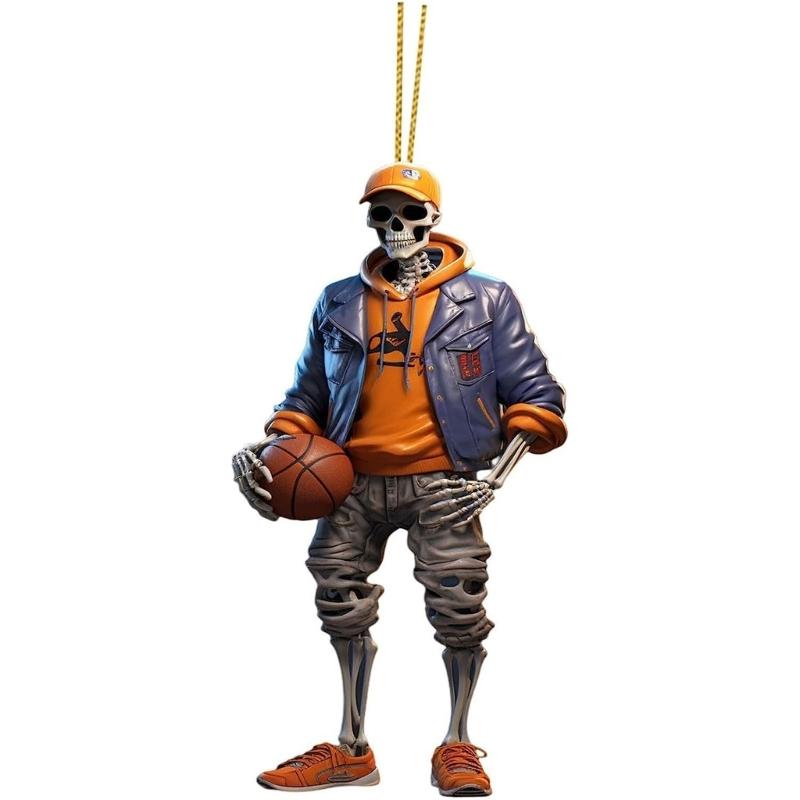 Mysterious Halloween Skeleton Pendant Cool Skul Statue Pendant for Halloween Decor and Car Ornament