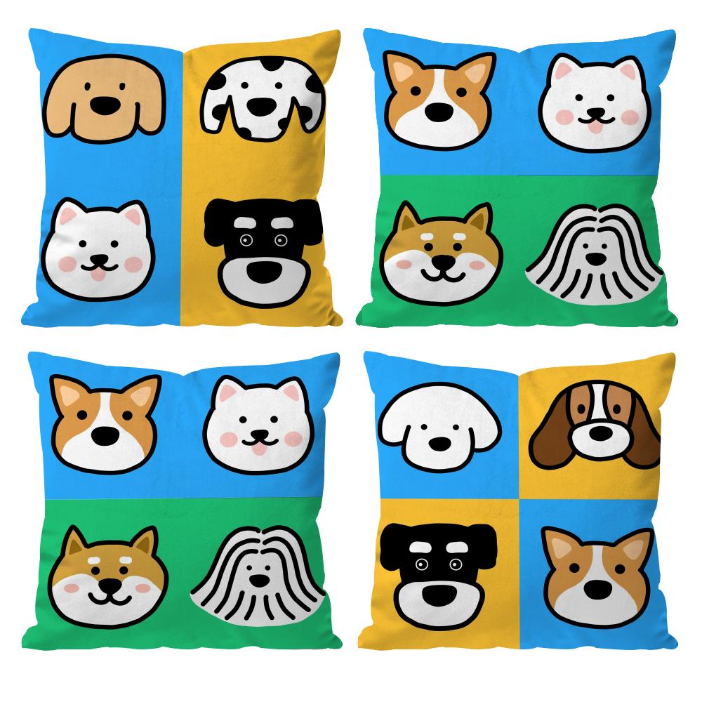 Enkla linjer hund Tecknad Kuddfodral Mönstertryckt Örngott för Vardagsrum Soffa Kuddfodral & Sovrumsdekor