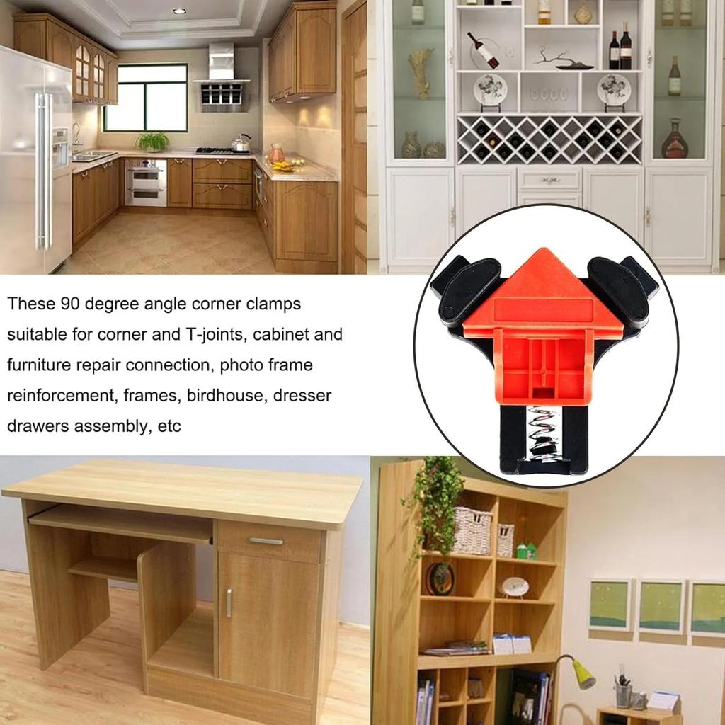 Quick-Set Right Angle Wood Clamps - Spring Loaded 90 Degree Corner Clamps for DIY Furniture Photo Frames Cabinet Building Tools