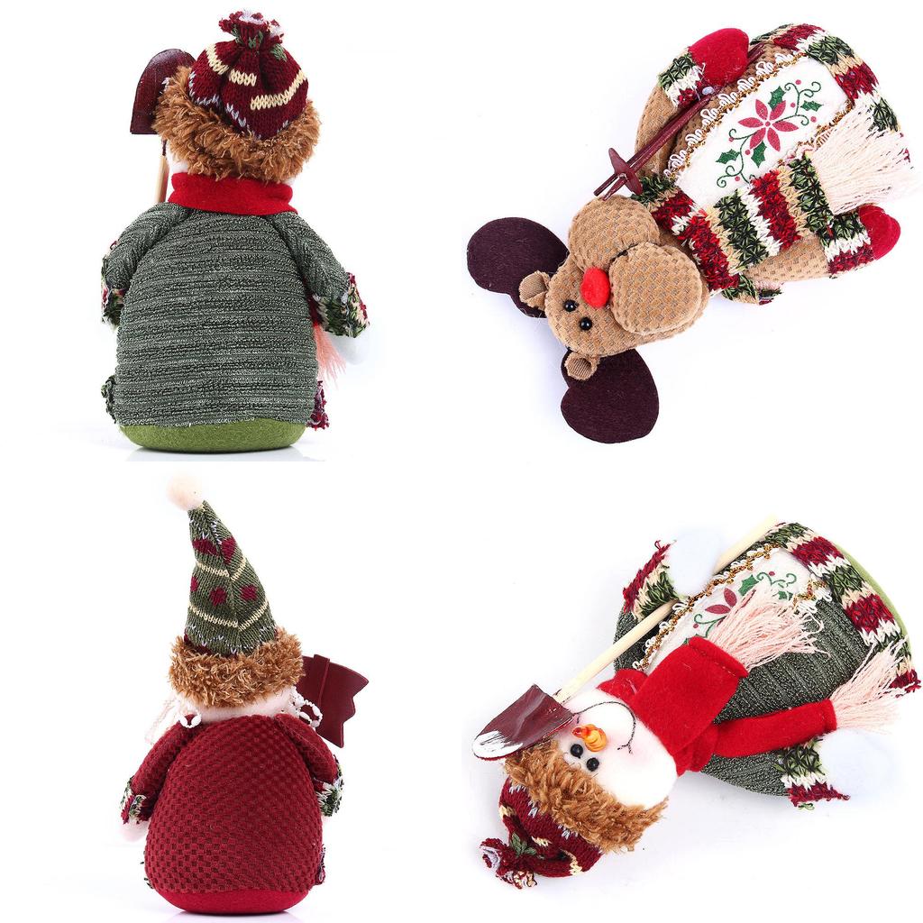 Christmas Santa Snowman Reindeer Desktop Decor With Fabric Material For Holiday Tabletop Display