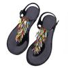 Fashion Colourful String Bead Decoration Design Flat Slippers Women Summer Sexy Clip Toe Ankle Strap Buckle Slipper Comfort Beach Sandal