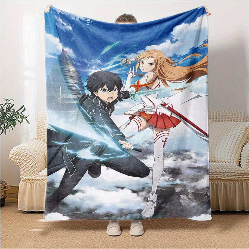 1pc Sword Art Online2 Blanket, Gift, for Men and Women, Soft Blanket, Good for Sofa Bed Couch Travel, Lightweight Flannel Blanket