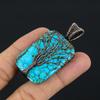 Tree Of Life Tibetan Turquoise Pendant, 999 Copper Wire Wrapped Gemstone Jewelry, Handmade Pendant, For Thanksgiving