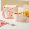 Little Rabbit Cartoon Lid Ceramic Cup Girls High Temperature Resistant Mug Cute Creative Water Cup Office Small Gift Cup