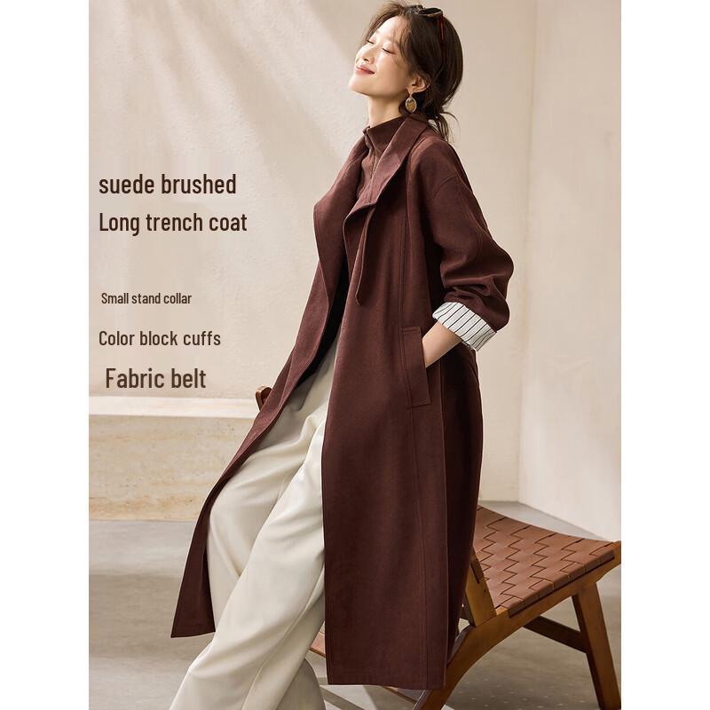 Mohan Yimei Old Money Style Thickened Warm Oversized Brushed Long Spliced Winter Coat XL