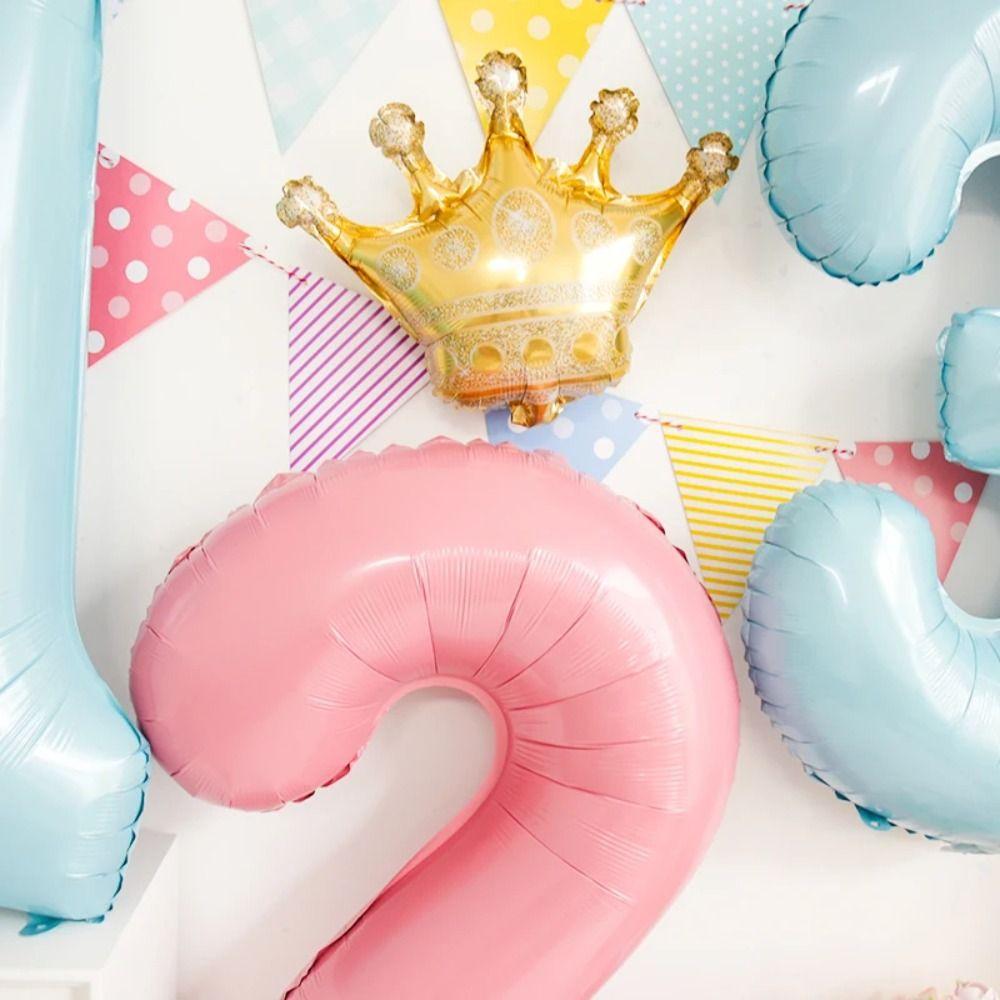 Princess Birthday Jumbo Number Balloon Girls Pink Crown Balloons New Birthday Number Ballons