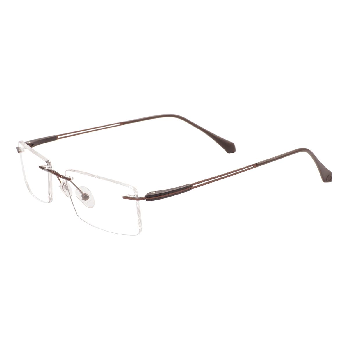 

Ultralight Men Rimless Prescription Glasses Frameless Reading Computer Driving Blue Light Blocking Myopia Eyeglasses Progressive Single Version&1.61&None коричневый