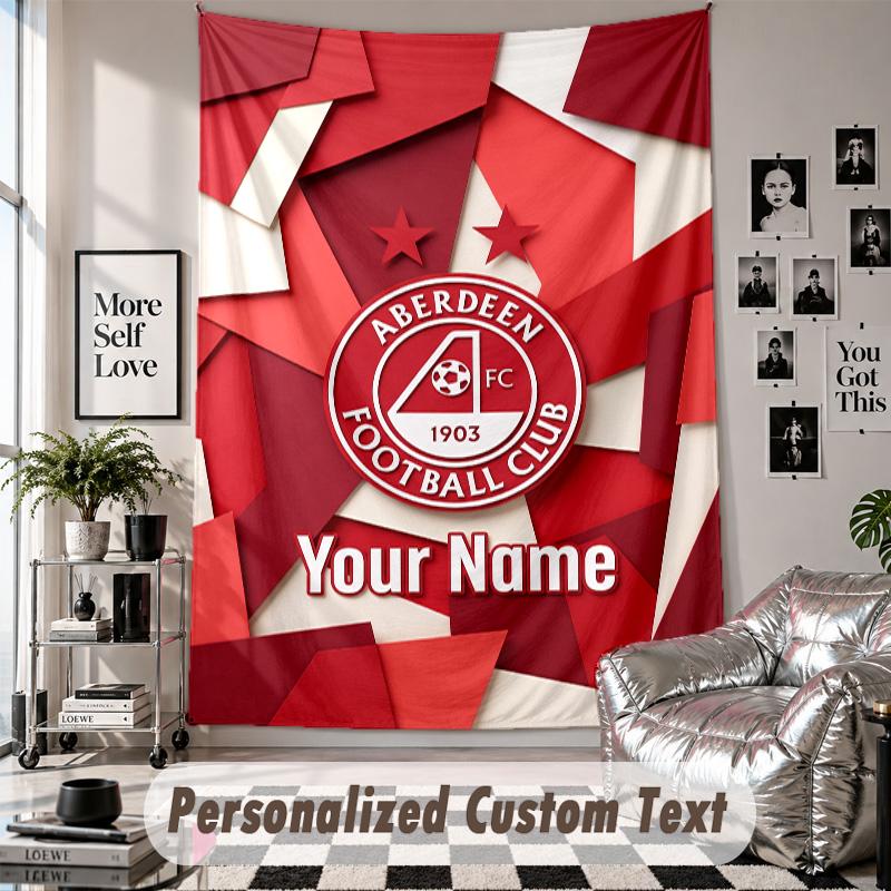 Custom Tapestry Wall Hanging, Aberdeen FC Personalized Name Text Home Wall Decor