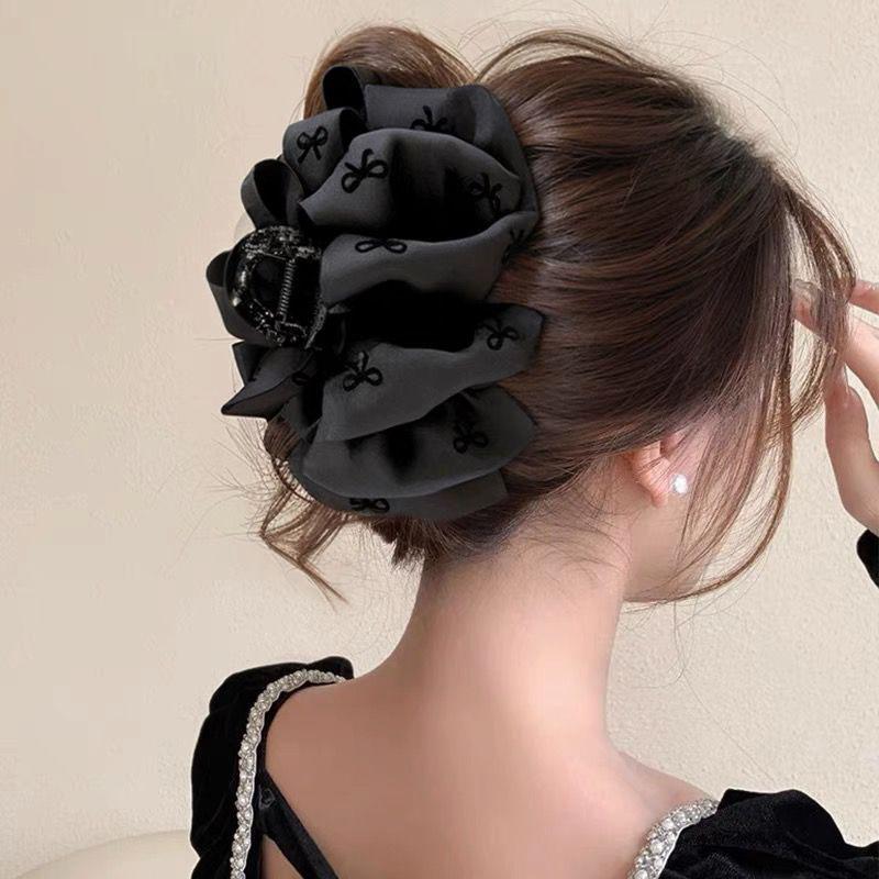New Large Chiffon Bow Hair Claw Clip Elegant Large Size Fabric Ribbon Flower Hair Clip Jaw Clamps Accessories For Women Hairpins