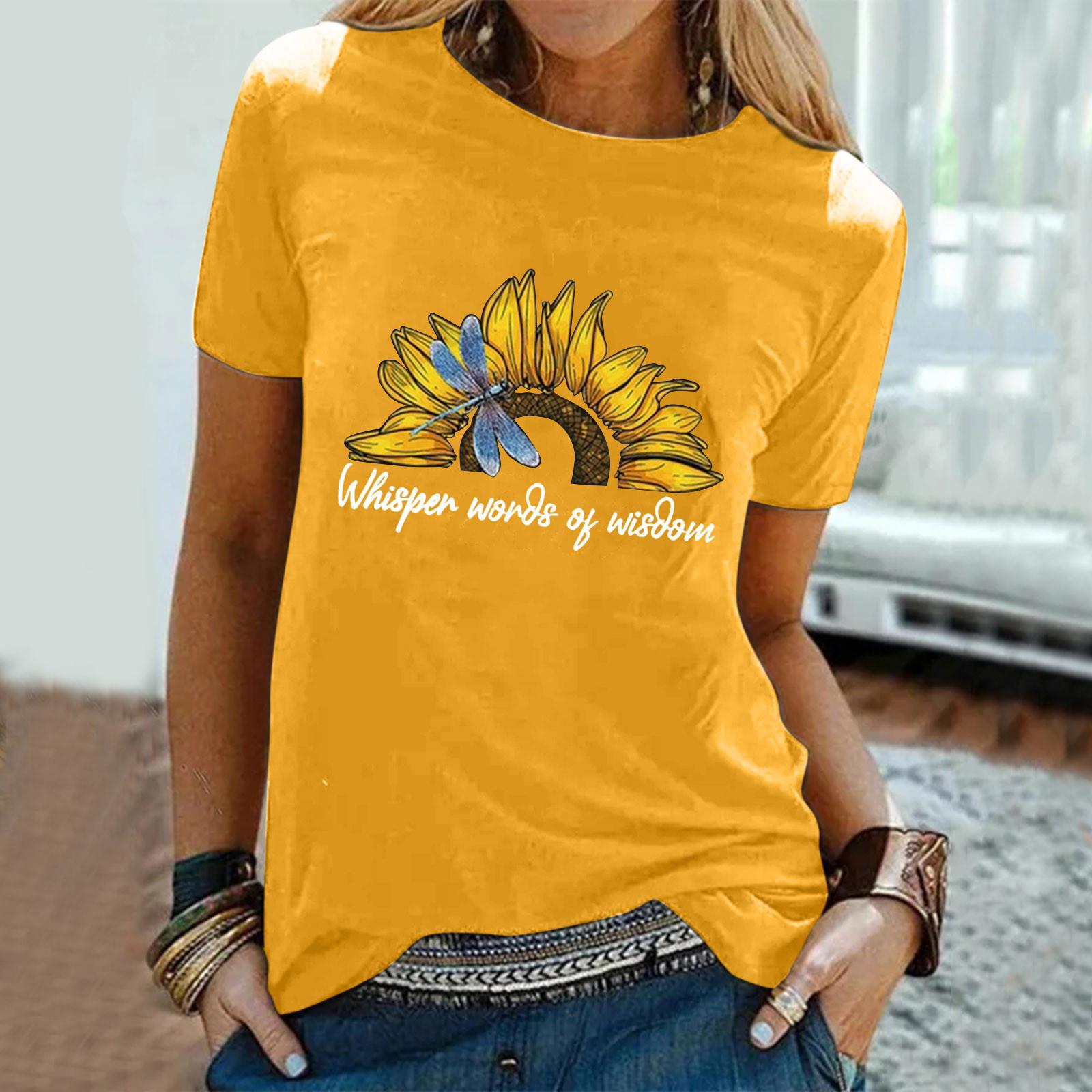 

Женская повседневная свободная футболка с короткими рукавами и принтом букв, блузка, топы XXXL жёлтый