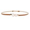 Pearl Black Leather Waist-Cinching Belt for Women - Stylish and Versatile Thin Waistband