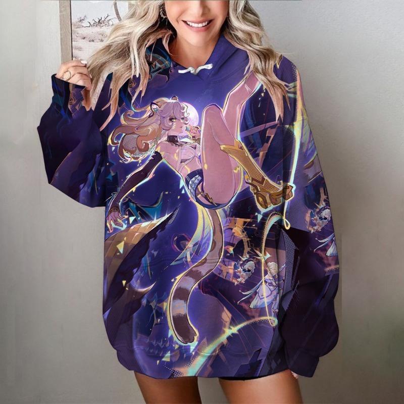 Spring And Autumn Fashion Women's KPop Demon Hunters Hoodie Pullover Kids Cute Cartoon Character Graphic Trendy Casual Sweatshirt