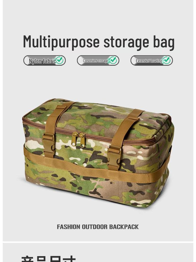 Expandable Outdoor Storage Bag with Luggage Mount, Shoe Pouch, and Sports Pocket
