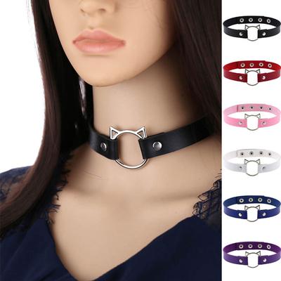 Charm PU Leather Gift Choker Harajuku Necklaces Jewelry Round Gothic Cat Head Trendy Punk Vintage Women