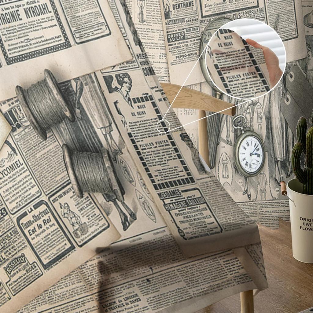 Europäische Retro Alte Zeitung Transparente Vorhänge Wohnzimmerfenster Tüllvorhänge Für Schlafzimmer Küche Heimdekoration Voile-Vorhänge