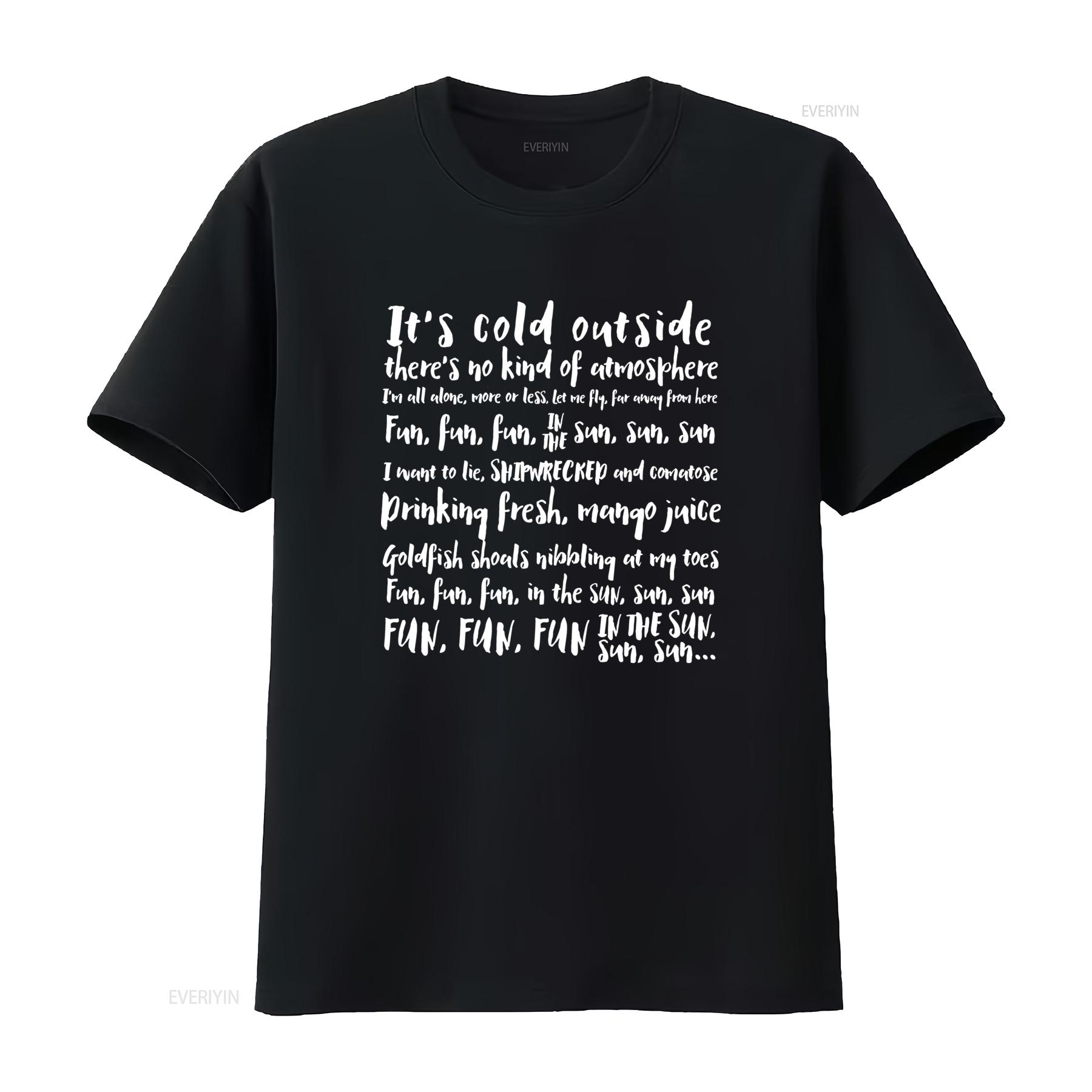 

Red Dwarf Lyrics T Shirt Cold Outside Fun In The Sun Design vintage Washed fashion Top For Everyday Wear streetwear Slightly 4XL