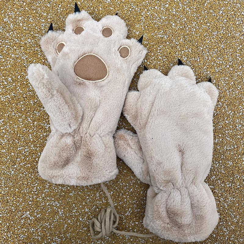

Зимние мультяшные детские и взрослые лыжные перчатки Лапа медведя Флисовые Утепленные Теплые Уличные Милые Катание Коготь медведя Коготь животного Soft Fleece