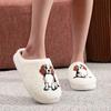 Farmer Ranch Horse Pattern Embroidered Plush Home Thick-Soled Comfortable Furry Slippers Cute Warm Non-Slip Indoor Slippers