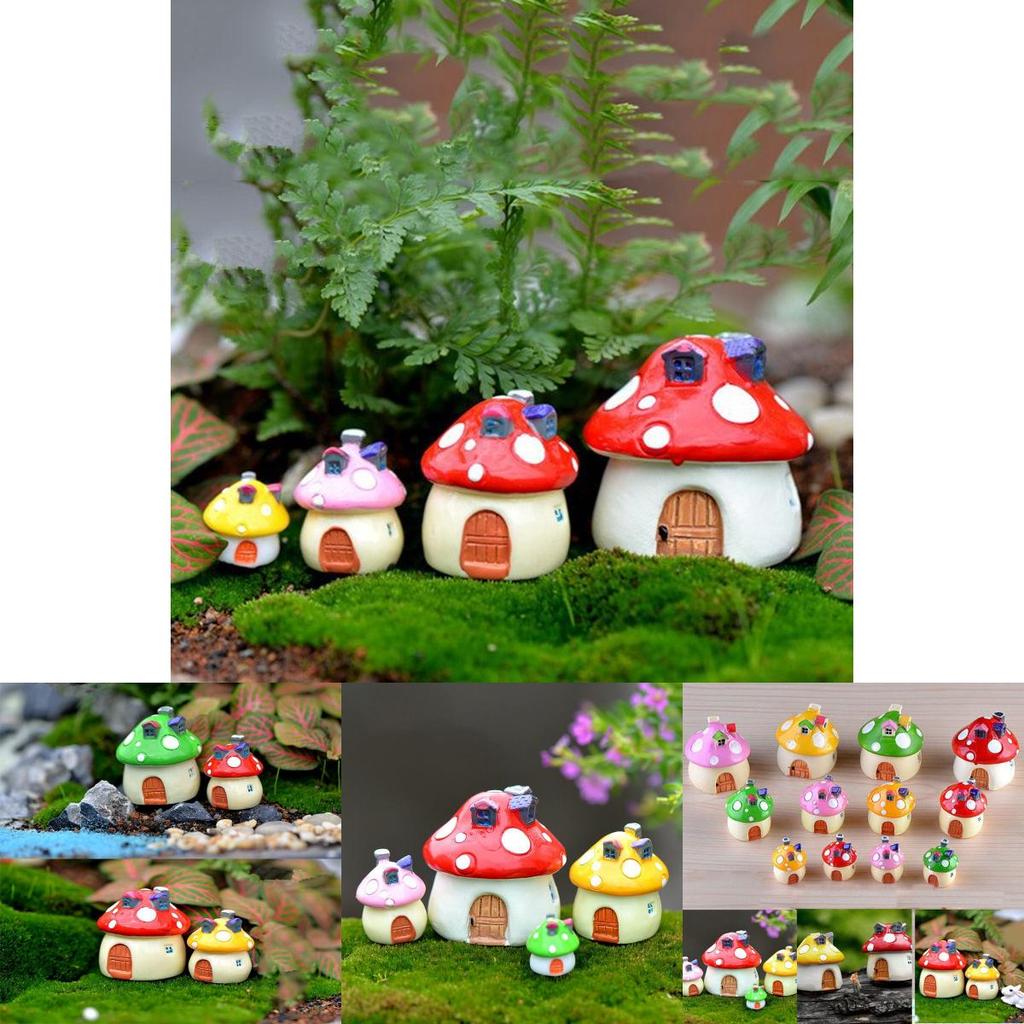 Diy Resin Mushroom House Castle Garden Craft Decor Miniature Micro Art Landscape